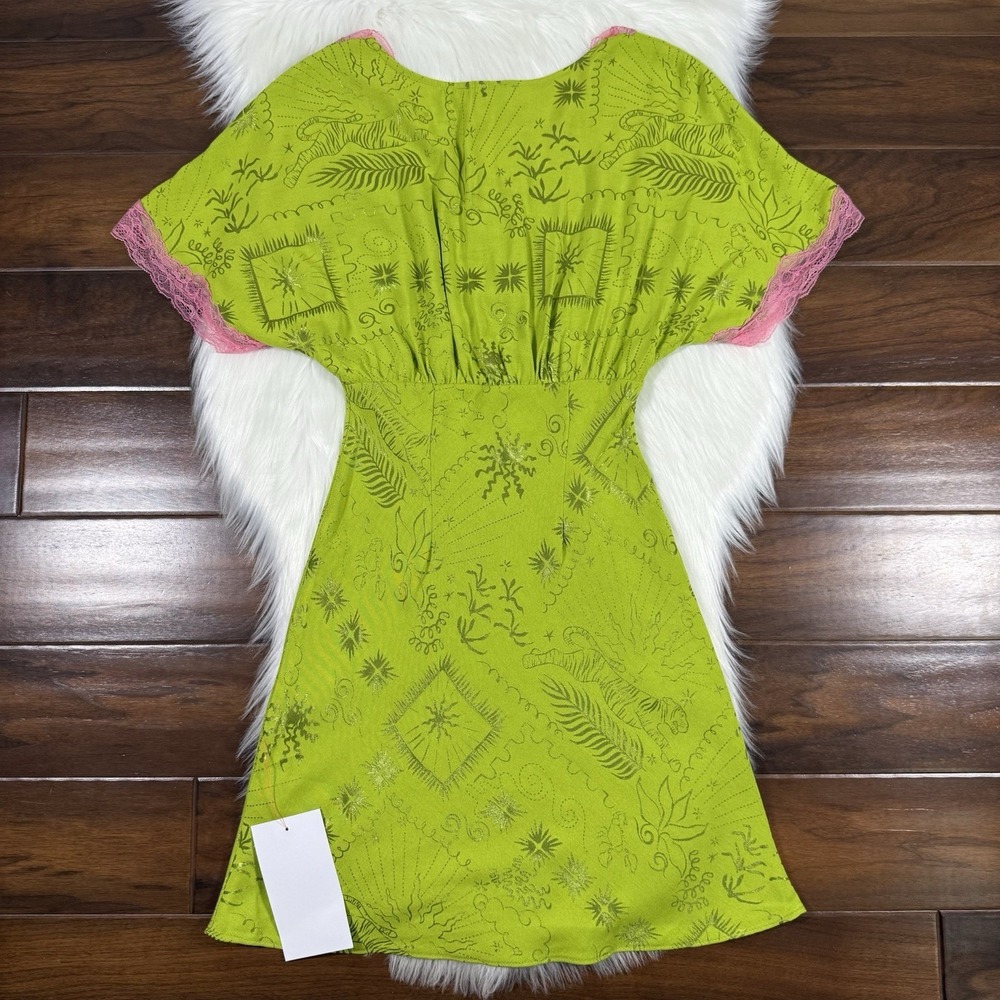 Never Fully Dressed Size US 2 / UK 6 / EU 34 Green Pink Safari Thea Mini Dress - Picture 8 of 11